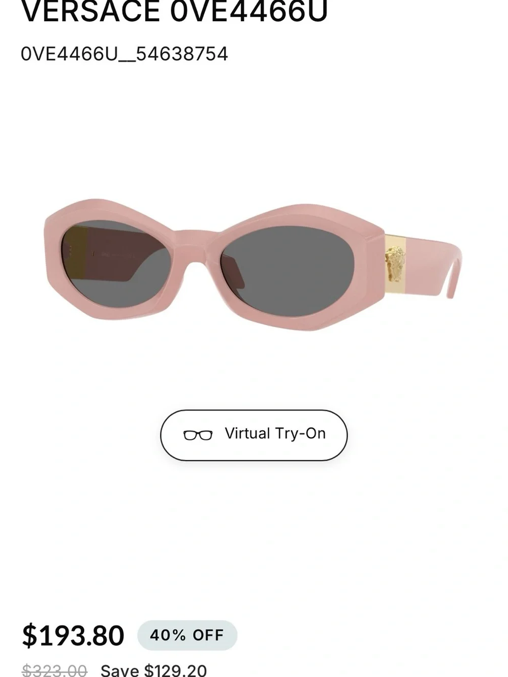 Designer Versace Pink Sunglasses